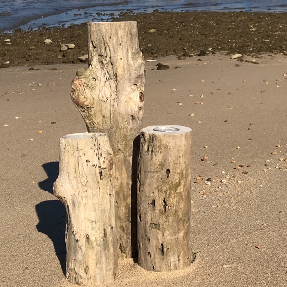Extra Large Driftwood Candles set of 3 Tea Lights - Picture 13 of 13